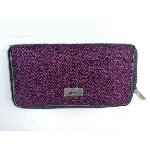 Harris Tweed Large Zip Wallet | Tweeds of Scotland | Burgundy | EUC - Picture 4 of 4